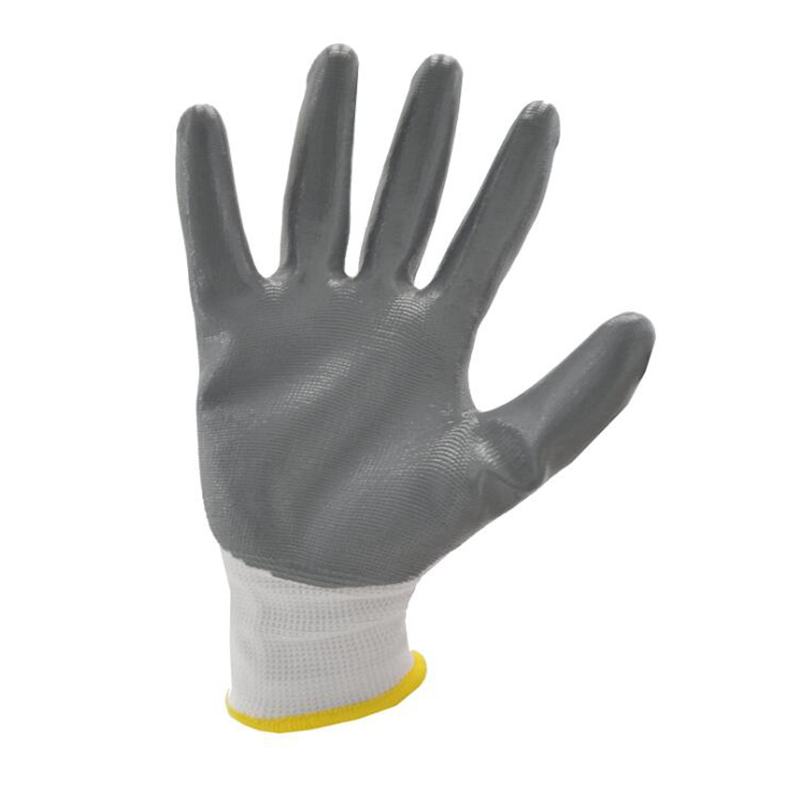 Гладкие рабочие перчатки с нитриловым покрытием из полиэстера 13G 