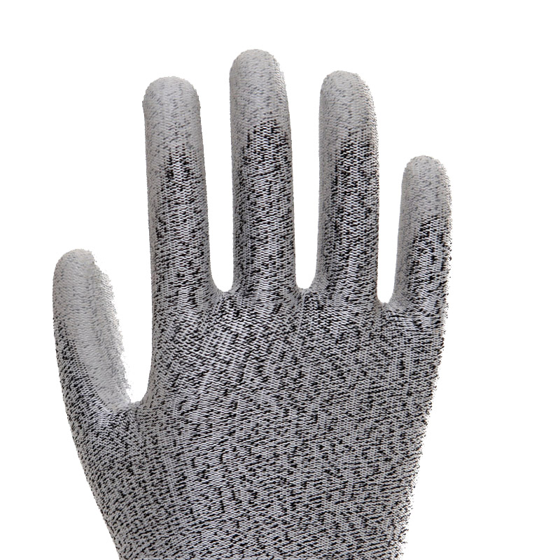 Устойчивые к порезам рабочие перчатки HPPE Liner Level D калибра 13 с полиуретановым покрытием